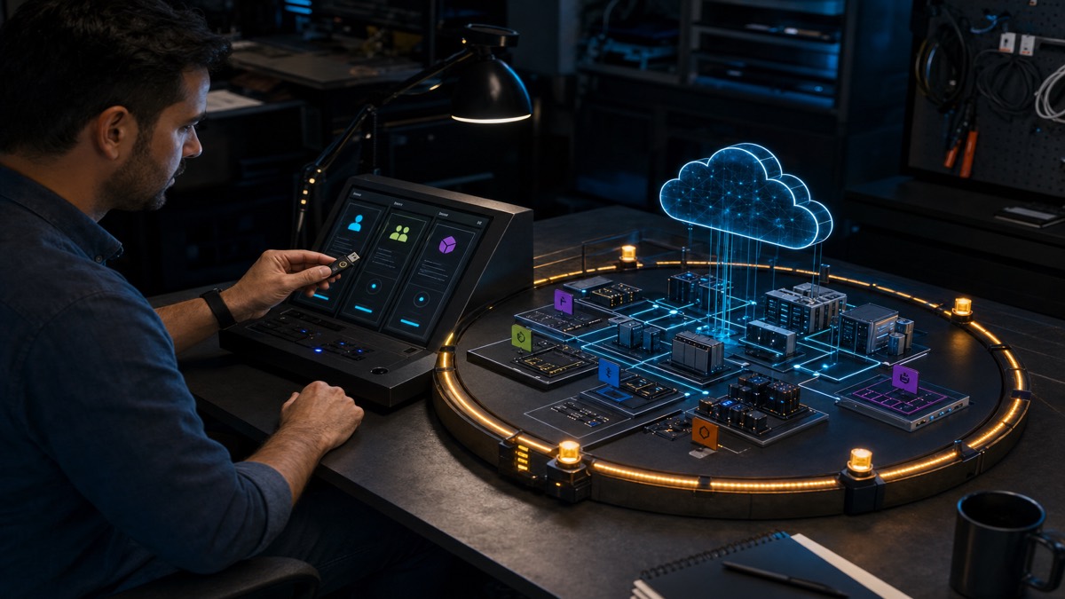 Conta cloud com identidade, guardrails e custo observável